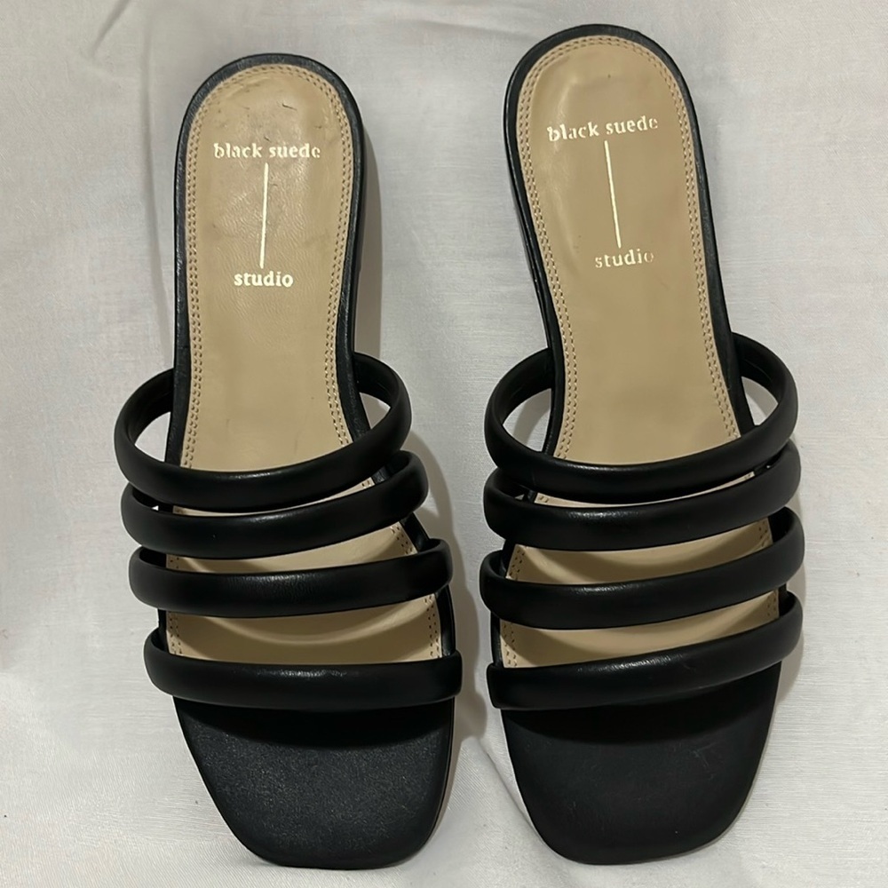Used Black Suede Studio Black Strap Sandels